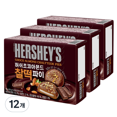 허쉬 초코아몬드 찰떡 파이, 88g, 12개