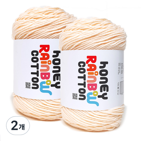 니뜨 허니레인보우코튼 뜨개실 100g x 3p + 코튼라벨 바코드 세트, 349연피치, 2개