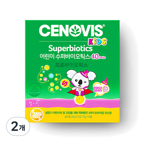 세노비스 이지오픈 어린이 수퍼바이오틱스 유산균 딸기맛, 40회분, 40g, 2개