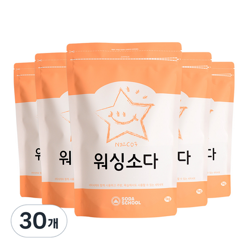 소다스쿨 워싱소다 분말세제 본품, 1kg, 30개