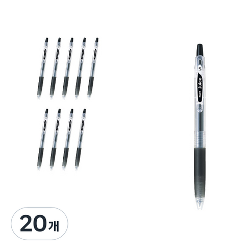 파이롯트 쥬스 젤잉크펜 0.5mm LJU-10EF, 블랙, 20개