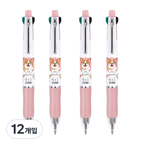 자바펜 펫 초점점도 유성볼펜 + 샤프 0.5mm, 핑크, 12개입