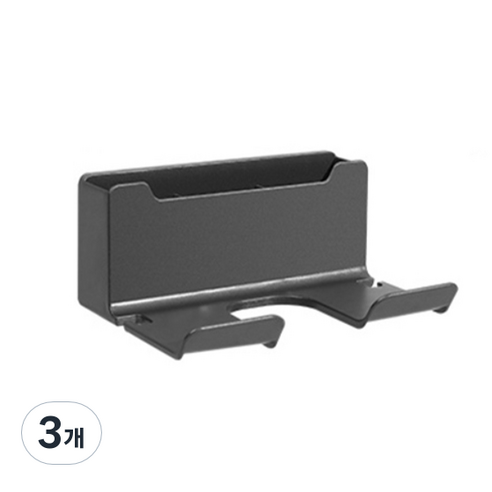 헨센 벽걸이형 수납 욕실 드라이기 거치 다용도 꽂이, 그레이, 3개