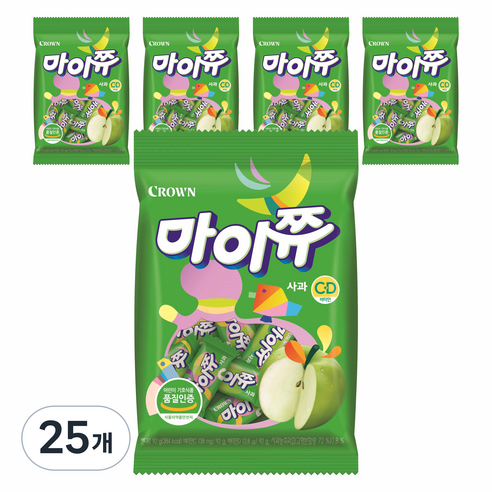 크라운 마이쮸 사과필로우 츄잉캔디, 25개, 92g