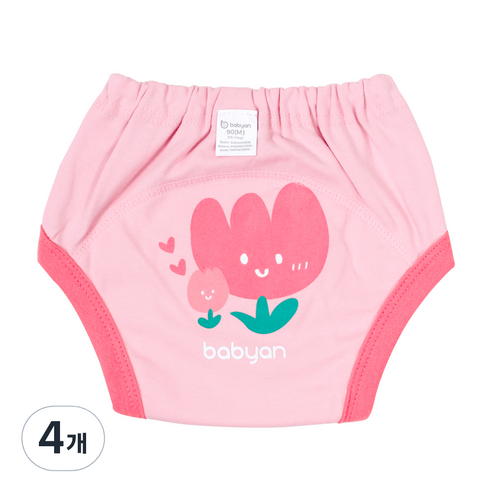 베이비앙 배변훈련팬티 3중방수, 플라워, 4개