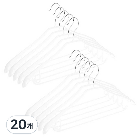 살림의기술 정장 논슬립 코팅 옷걸이, 화이트, 20개