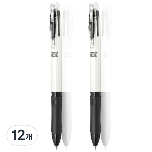 제브라 클립온 슬림 소프트 3C 3색펜 0.7mm, 화이트, 12개