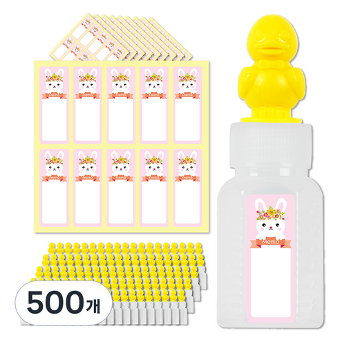토끼 방수 스티커 + 오리 약병 12ml 세트, 500개