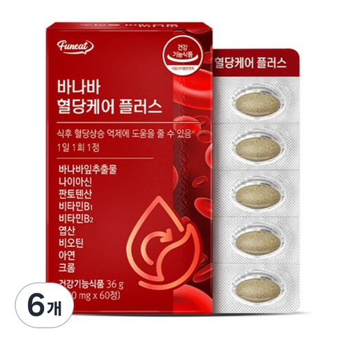퍼니트 바나바 혈당케어 플러스 36g, 60정, 6개