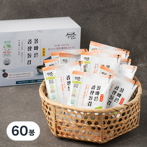 김이가 올바른 구운 곱창돌김, 3g, 60개