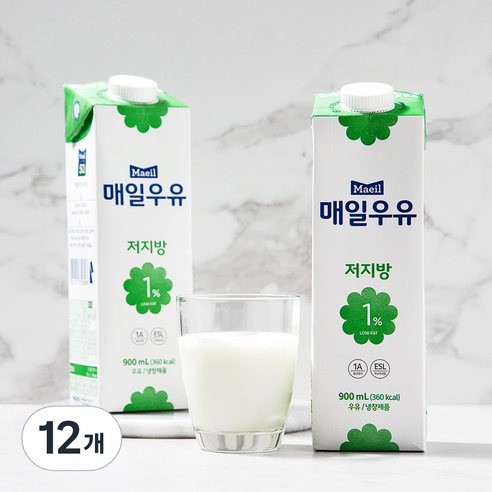 매일우유 저지방 1% 우유, 900ml, 12개