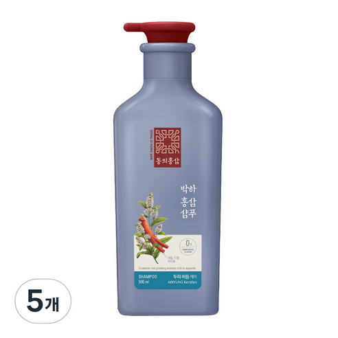 동의홍삼 비듬 케어 홍삼샴푸 박하향, 5개, 500ml