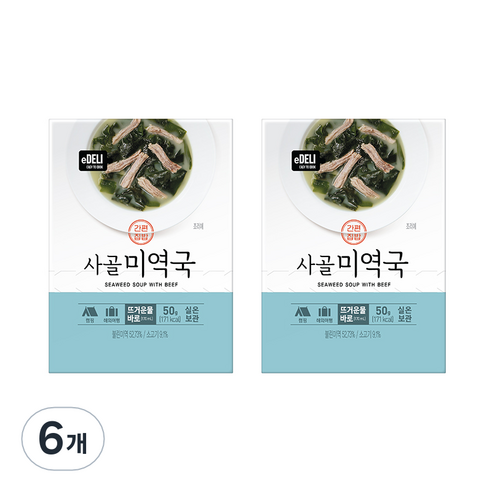 이델리 간편집밥 사골 미역국 5p, 50g, 6개