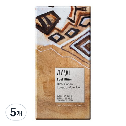 비바니 유기농 슈페리어 다크 초콜릿, 100g, 5개