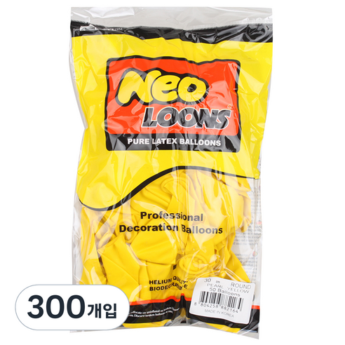 네오룬스 30 cm 라운드풍선, 펄 옐로우, 300개입
