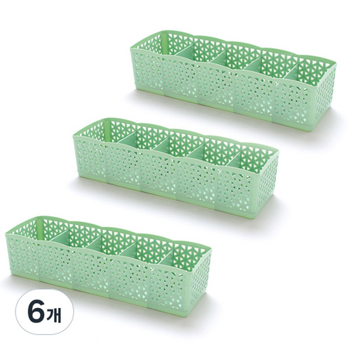 마켓감성 5칸 다용도 정리함, 그린, 6개