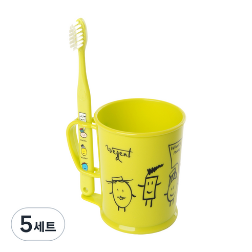 위덴 어린이 주니어 양치컵 세트 라임 8~11세용, 5세트