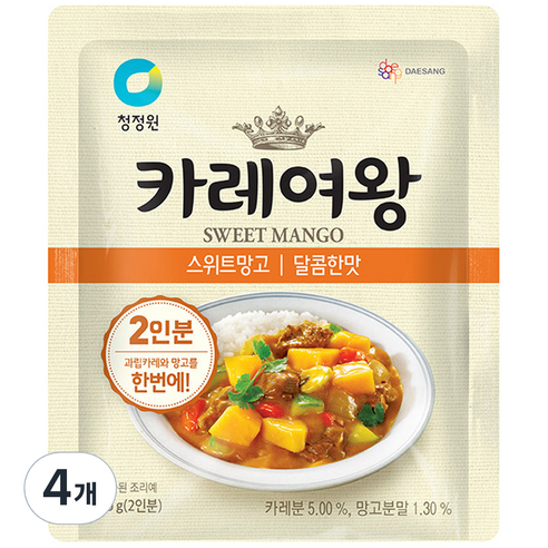 카레여왕 스위트 망고 분말카레, 40g, 4개