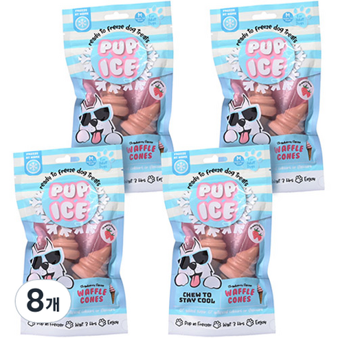 강아지 제로랩스 펍아이스 와플콘 간식, 스트로베리맛, 110g, 8개