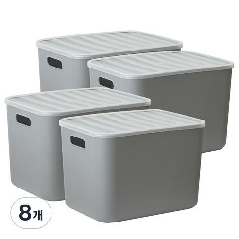 보노하우스 아이엠 리빙박스 23.5L L, 그레이, 8개