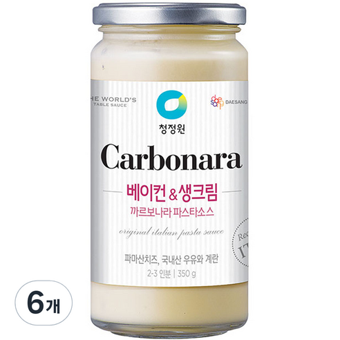 청정원 베이컨 앤 크림 까르보나라 파스타 소스, 350g, 6개