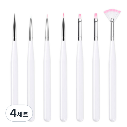 메이브라운 젤네일아트 네일브러쉬 7종 세트 MBN044, 화이트, 4세트
