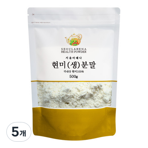 서울아레나 현미 생 분말 국내산, 500g, 5개