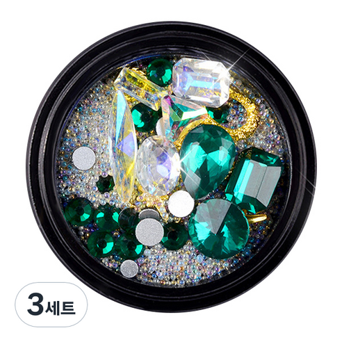 Seller 보석 쥬얼리 네일 파츠 세트, 그린, 3세트