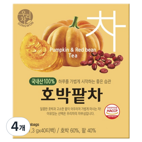 우리차 호박팥차, 1.3g, 40개입, 4개