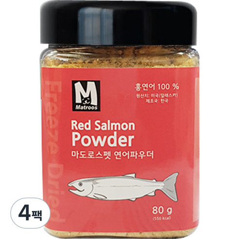 마도로스펫 애완동물 연어 파우더, 80g, 4팩
