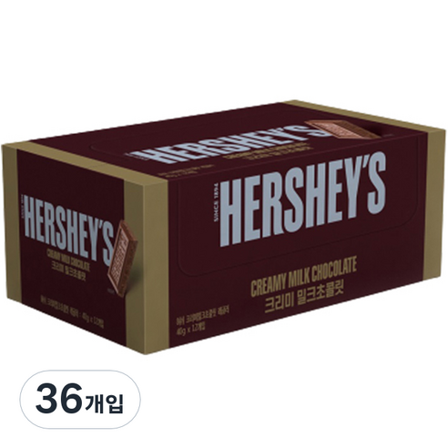 롯데제과 허쉬 크리미 밀크 초콜릿, 40g, 36개입