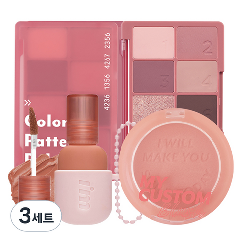 아임미미 발렌타인 캔디 쿨톤 메이크업 선물세트, 페탈패턴(팔레트)+멜로우핑크(블러쉬)+로지 베이지(틴트), 3세트
