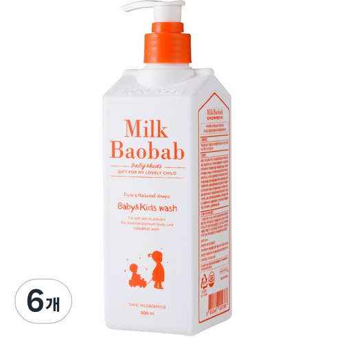밀크바오밥 베이비 앤 키즈 바디 워시, 500ml, 6개