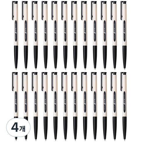 라인플러스 에이원 볼펜 0.5mm 12p, 흑색, 4개