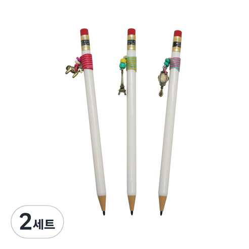매직하우스 화이트 펜던트 전자동연필 3종 세트, 0.7mm, 2세트