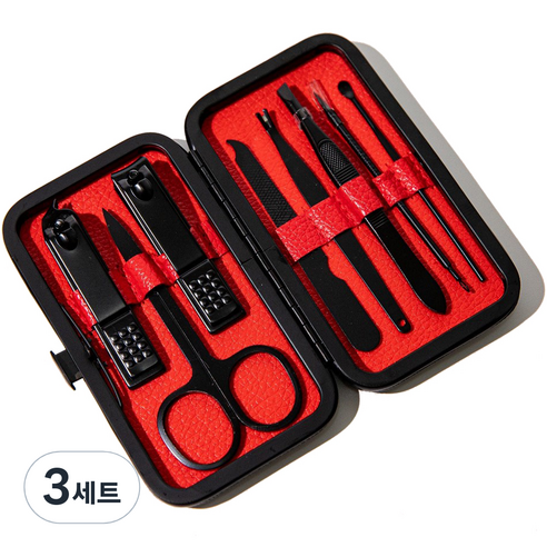 칼리오페 발톱 손톱깎이 8종 세트, 3세트, 블랙 + 레드
