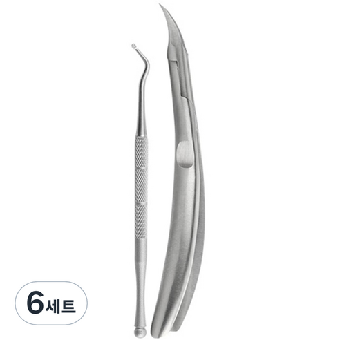 플라카 큐티클 네일케어 페디큐어 니퍼 2종 세트, 실버, 6세트