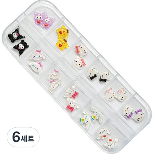 귀요미 네일파츠 세트 KN-P1048, 혼합색상, 6세트