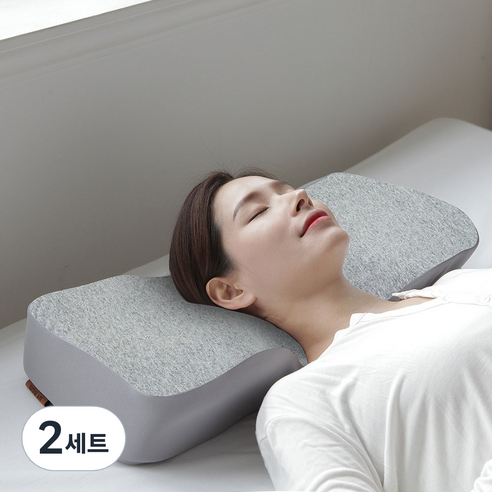 리브맘 프리미엄 3D 메모리폼 견인베개 + 커버 세트, 멜란지그레이, 2세트