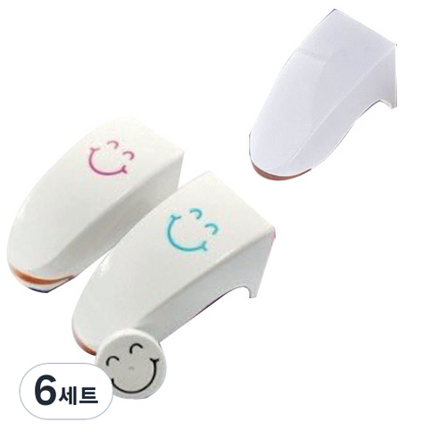 애드스타 자석 비누홀더 스마일 2종 + 화이트 세트, 혼합색상, 6세트