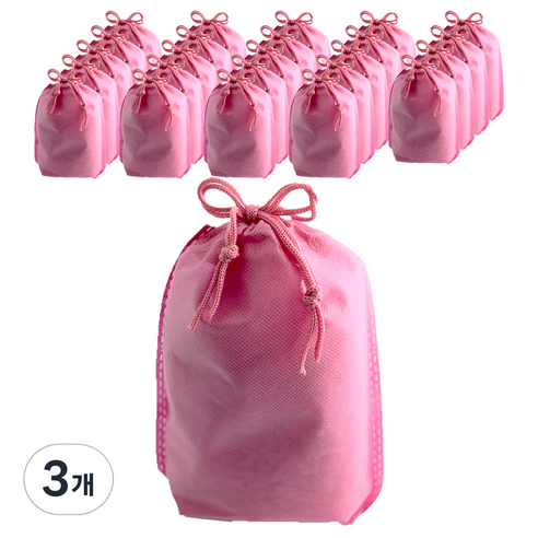 부직포 복주머니 더스트백 12 x 15 cm 25p, 핑크, 3개