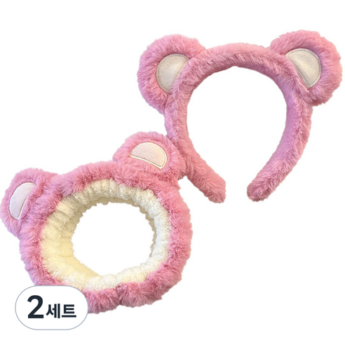 세안밴드 2종 세트, 2세트, 핑크