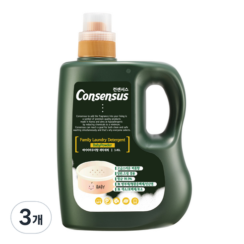 컨센서스 세제 베이비파우더향, 3.45L, 3개