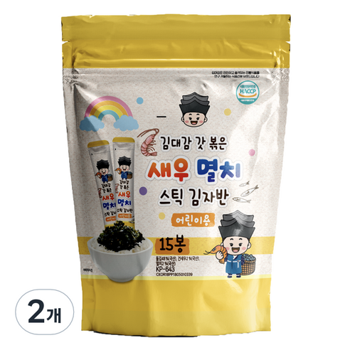 김대감 스틱 김자반 새우멸치 어린이용 15p, 150g, 2개