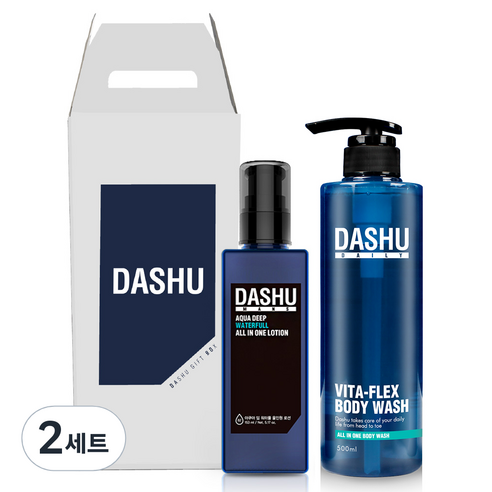 다슈 남성용 맨즈 아쿠아 딥 워터풀 올인원 로션 153ml + 데일리 비타 플렉스 올인원 바디워시 500ml 세트, 2세트