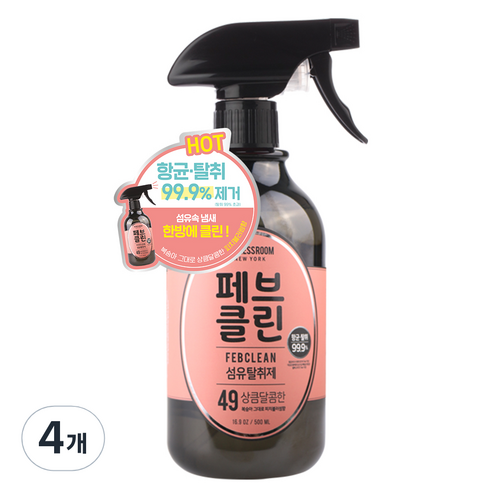 더블유드레스룸 페브클린 섬유탈취제 페브클린 No.49 피치블러썸, 500ml, 4개