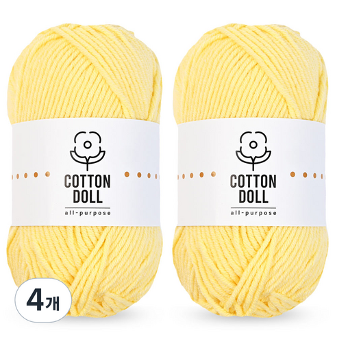 니뜨 코튼돌 뜨개실 50g, 4개, 3 파스텔옐로우