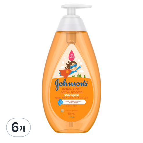 존슨즈베이비 액티브 키즈 소프트 앤 스무드 샴푸, 500ml, 6개