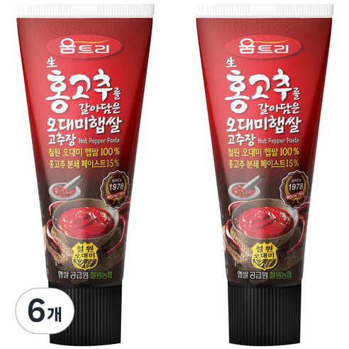 움트리 생홍고추를 갈아담은 오대미 햅쌀 고추장, 120g, 6개