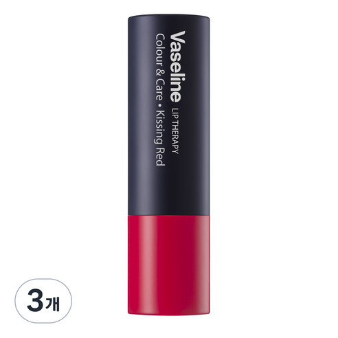 바세린 립 테라피 컬러 앤 케어, 키씽 레드, 4.2g, 3개